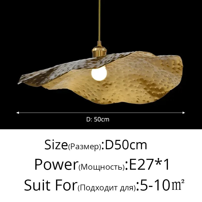 Pendant Light - Lotus Leaf Minimalist Hammered Brass Lamp SW-36210345 - SWEET-LIGHTS