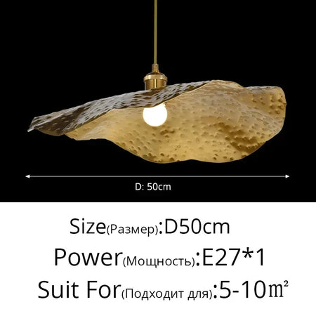 Pendant Light - Lotus Leaf Minimalist Hammered Brass Lamp SW-36210345 - SWEET-LIGHTS