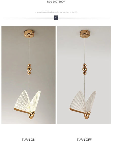 Pendant Light - Nordic Colorful Butterfly LED Pendant Lamps for Home Bedroom Living Room Indoor Golden Lighting SW-36210478 - SWEET-LIGHTS