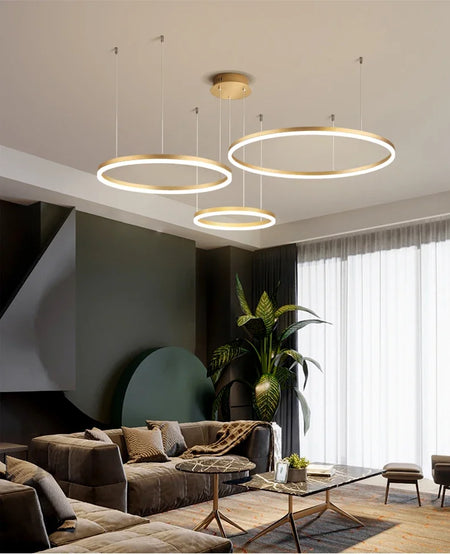 Pendant Light - Modern Ring Design LED Chandelier Gold for Living Dining Room Office Bedroom Home Decor SW-36210345 - SWEET-LIGHTS