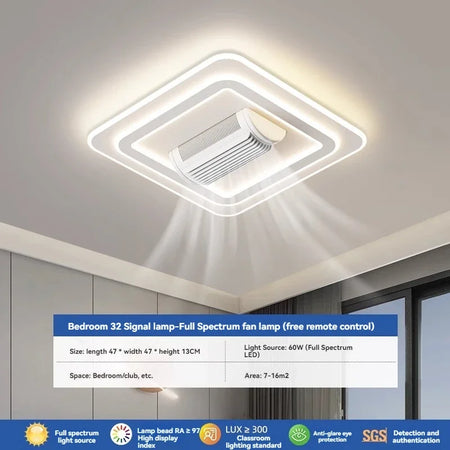 Fans - LED Invisible Bladeless Ceiling Fan Chandelier for Smart Home SW-36210347 - SWEET-LIGHTS