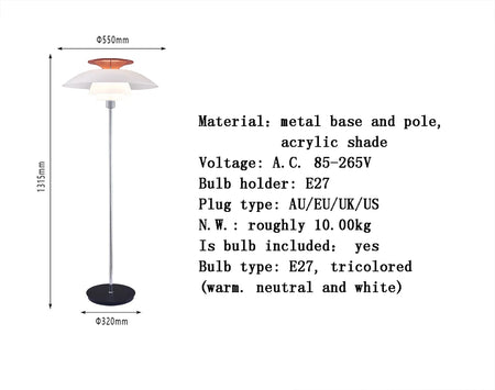 Floor Lamp - Danish PH 80 Replica with E27 LED Bulb 85-265V SW-36210987 - SWEET-LIGHTS