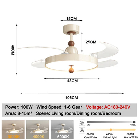 Fans - Modern LED Invisible Fan Lamp With Remote Control SW-36210437 - SWEET-LIGHTS
