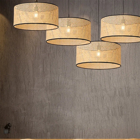 Lampshade - Rattan Hanging Lamp Shade Handwoven Drum Light SW-36210457 - SWEET-LIGHTS