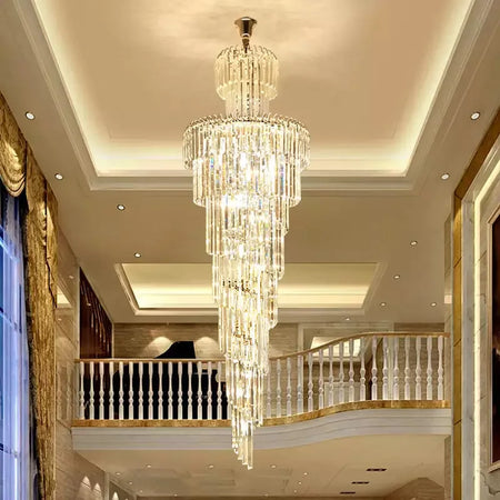 Chandelier - Long Crystal Staircase Gold Modern Lamp Luxury Villa Home Decor SW-36210458 - SWEET-LIGHTS