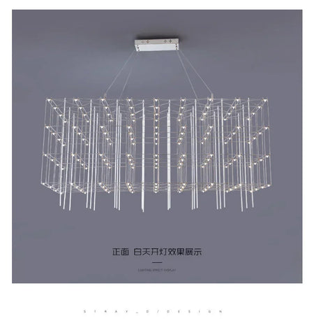 Chandelier - Chrome Square LED Pendant Lamp Stainless Steel For Hall Foyer Restaurant Adjustable Cord SW-36210487 - SWEET-LIGHTS