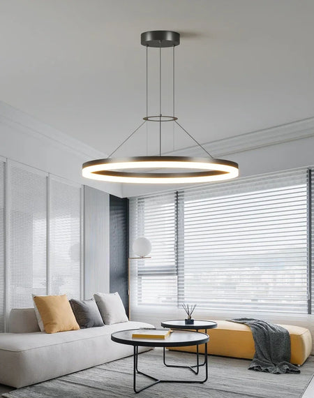 Pendant Light - Modern Minimalist Led Pendant Lamp For Living Room Bedroom Dining Kitchen Black Ring Chandelier SW-36210347 - SWEET-LIGHTS