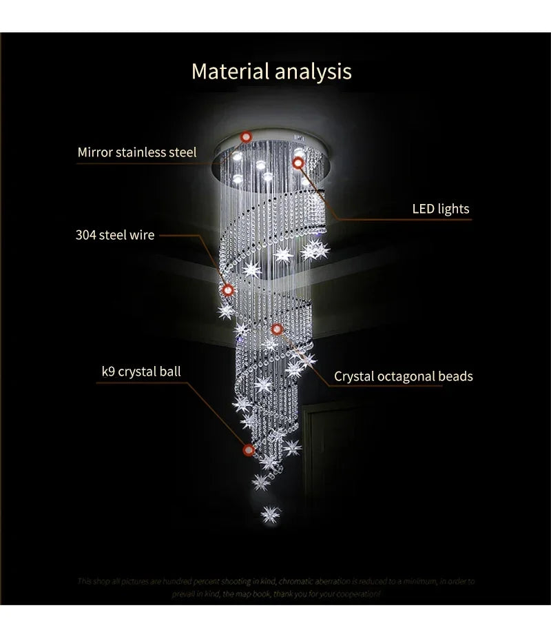 Chandelier - Modern Crystal Moon And Star Spiral Design For Lobby Stair Lighting SW-36210324 - SWEET-LIGHTS