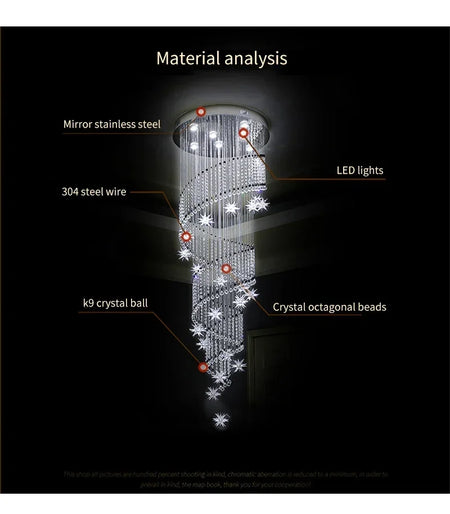 Chandelier - Modern Crystal Moon And Star Spiral Design For Lobby Stair Lighting SW-36210324 - SWEET-LIGHTS
