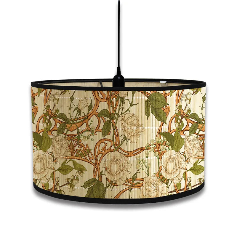Lampshade - Nordic Style Green Plant Pattern Bamboo Art SW-36210457 - SWEET-LIGHTS
