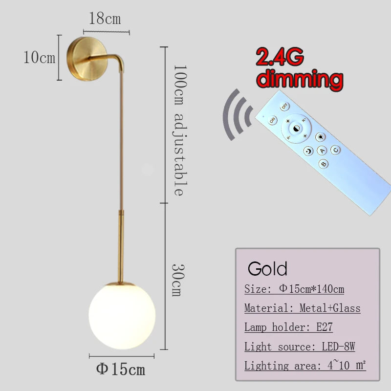 Wall Light - Nordic 2.4G Remote Control Dimming Black/Gold Lamp SW-36210345 - SWEET-LIGHTS