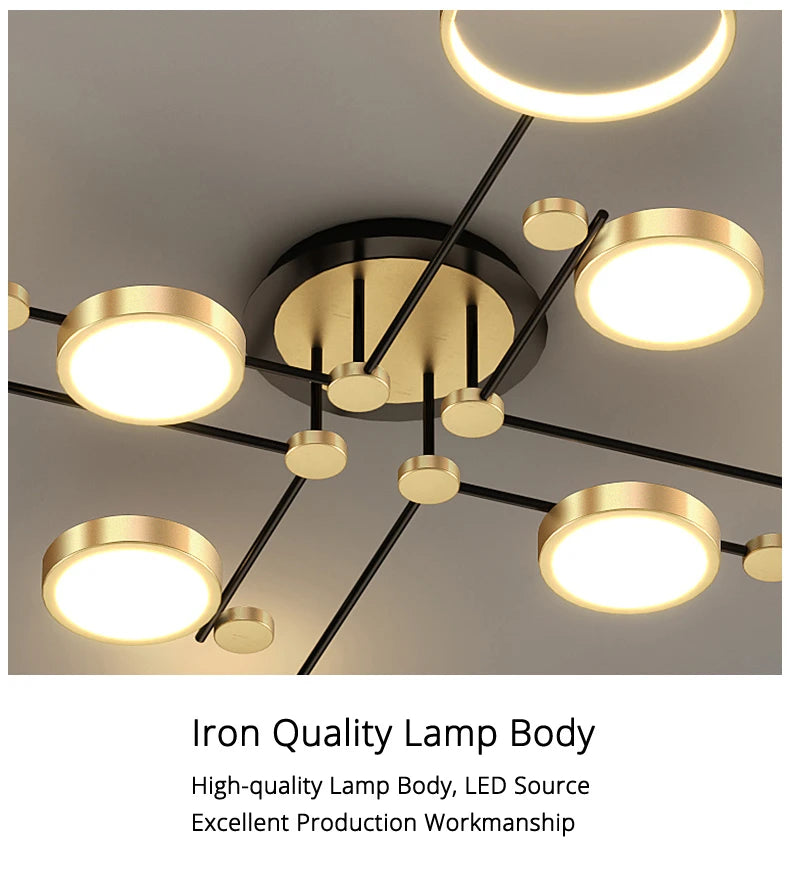 Ceiling Light - Modern LED Chandelier Gold Frame Indoor SW-36210347 - SWEET-LIGHTS