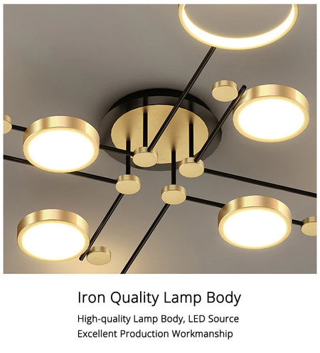 Ceiling Light - Modern LED Chandelier Gold Frame Indoor SW-36210347 - SWEET-LIGHTS