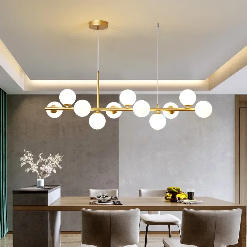 Pendant Light - Modern Long Dining Room Chandelier Glass Ball Lampshade Light Over The Table Kitchen Office Pendant Lamp Home Decor Luminaires SW-36210789 - SWEET-LIGHTS