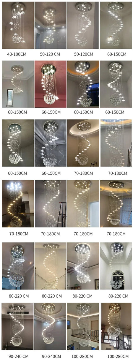Chandelier - Modern Long Staircase Crystal Pendant Light SW-36210123 - SWEET-LIGHTS