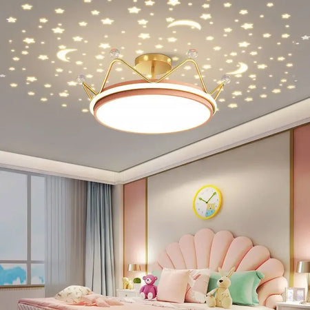 Children Lighting - Crown LED Dimmable Ceiling Chandelier Star And Moon Lamp Pendant Kids Room Decor SW-36210347 - SWEET-LIGHTS
