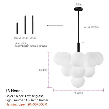 Pendant Light - Nordic Minimalist Glass Ball LED Chandelier for Home Decor SW-36210457 - SWEET-LIGHTS