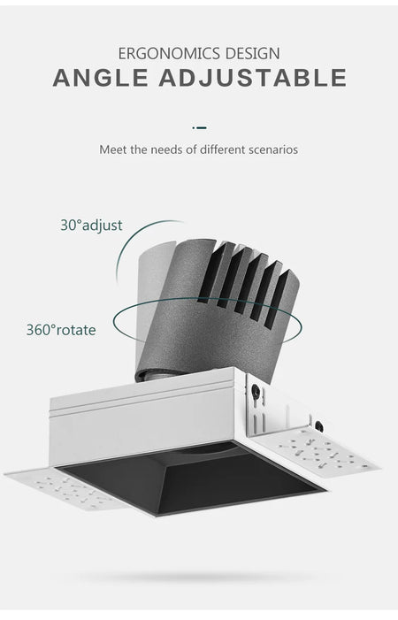 Spotlight - SCON Recessed Spotlight Square Rimless LED Downlight Anti-glare Embedded Ceiling Lamps 110V-240V SW-36210789 - SWEET-LIGHTS