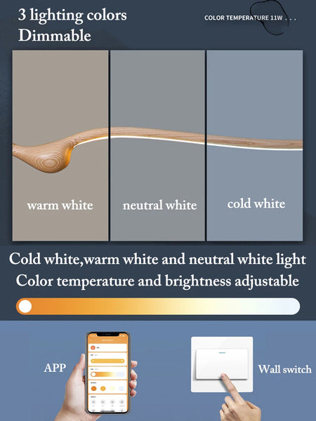 Pendant Light - Modern Ash Wood LED Dimmable Lamp RC/APP SW-36210578 - SWEET-LIGHTS