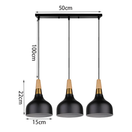 Pendant Light - Modern 3 Heads Wood Aluminum Chandelier Black SW-36210478 - SWEET-LIGHTS