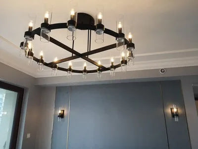 Pendant Light - Retro American Chrome Black Gold LED Chandelier Lighting Fixtures For Foyer SW-36210458 - SWEET-LIGHTS