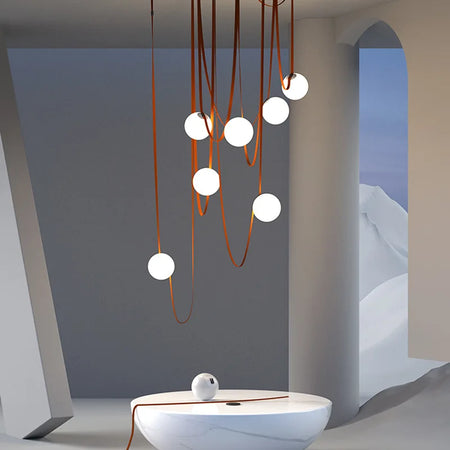Pendant Light - Nordic Leather Chandelier LED Lamps for Duplex SW-36210345 - SWEET-LIGHTS