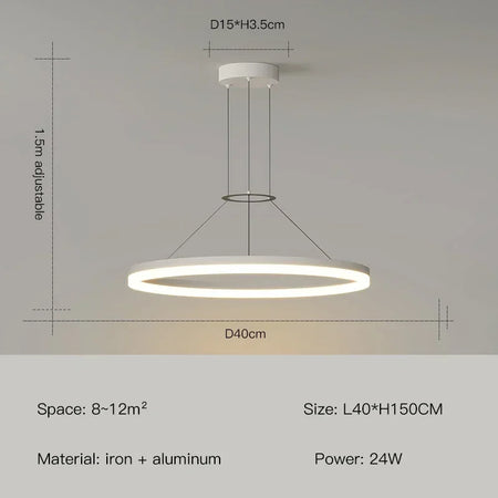 Pendant Light - Modern Minimalist Led Pendant Lamp For Living Room Bedroom Dining Kitchen Black Ring Chandelier SW-36210347 - SWEET-LIGHTS