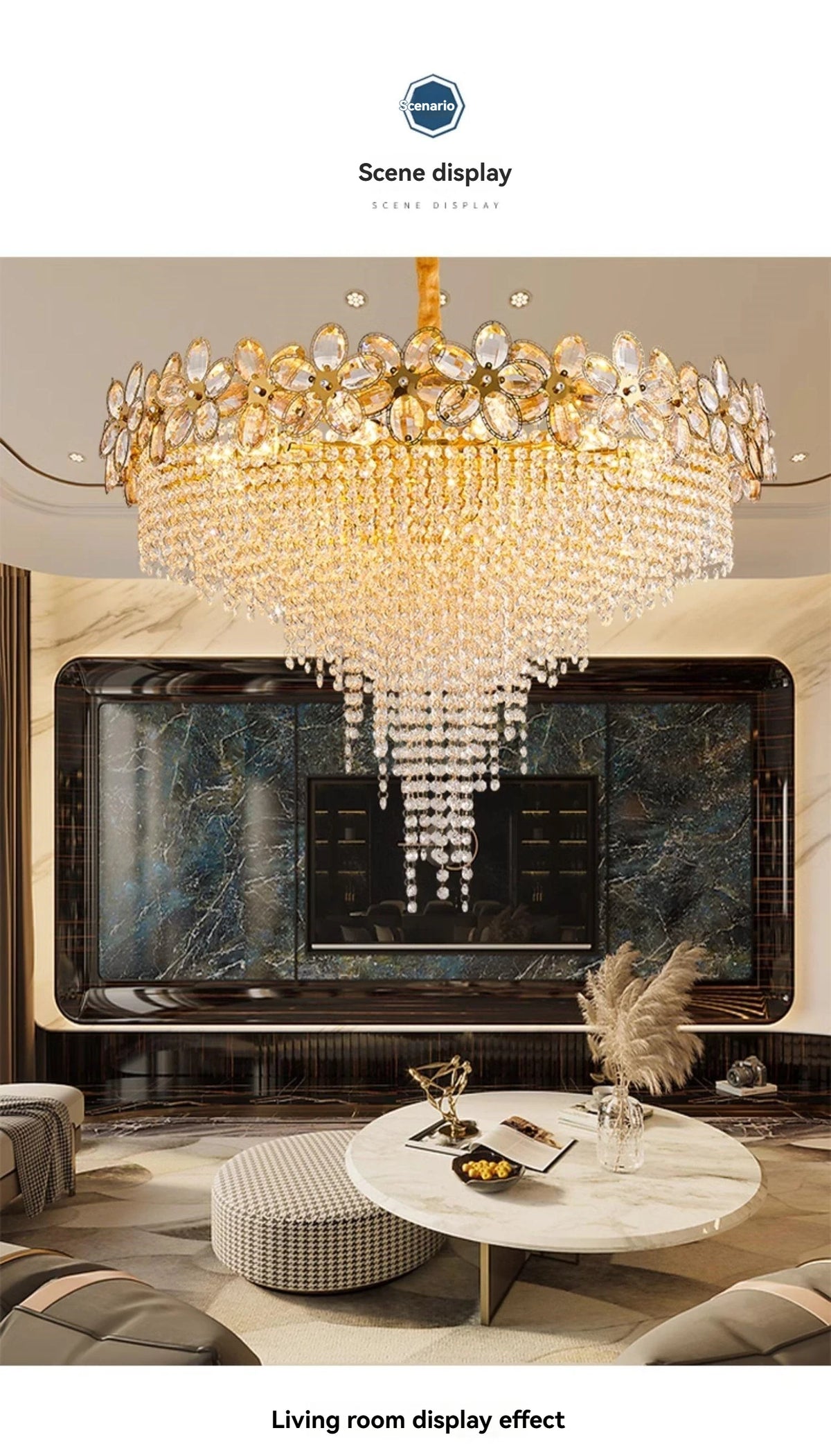Chandelier - Modern Flower Crystal Tassel Ceiling Pendant Lights SW-36210347 - SWEET-LIGHTS