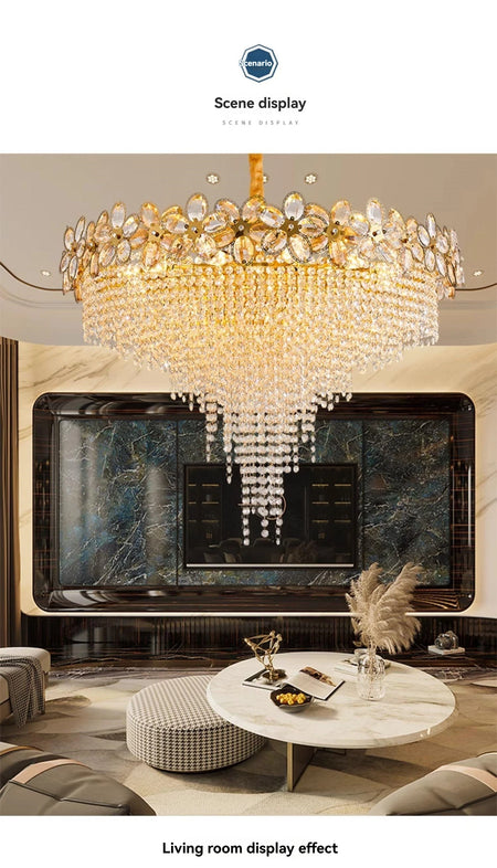 Chandelier - Modern Flower Crystal Tassel Ceiling Pendant Lights SW-36210347 - SWEET-LIGHTS