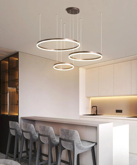Pendant Light - Modern Ring Design LED Chandelier Gold for Living Dining Room Office Bedroom Home Decor SW-36210345 - SWEET-LIGHTS