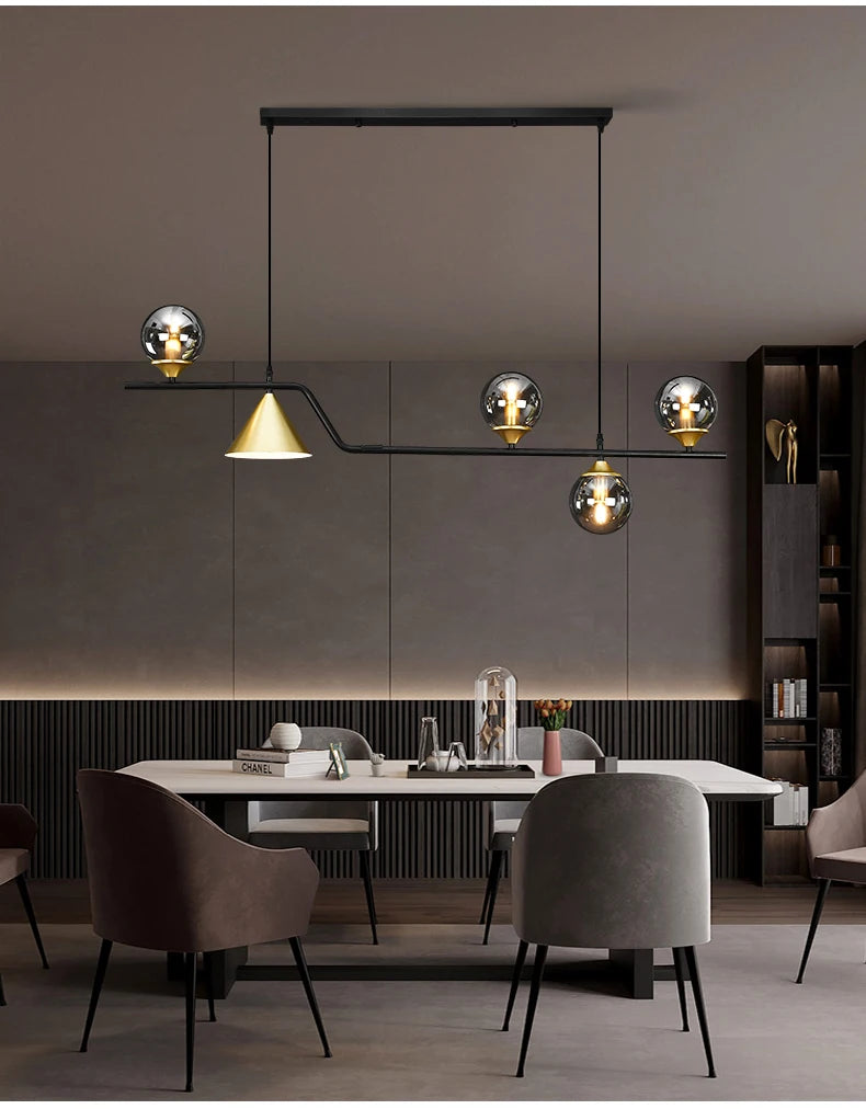 Pendant Light - Nordic Black LED Chandelier E14 Glass Ball SW-36210374 - SWEET-LIGHTS