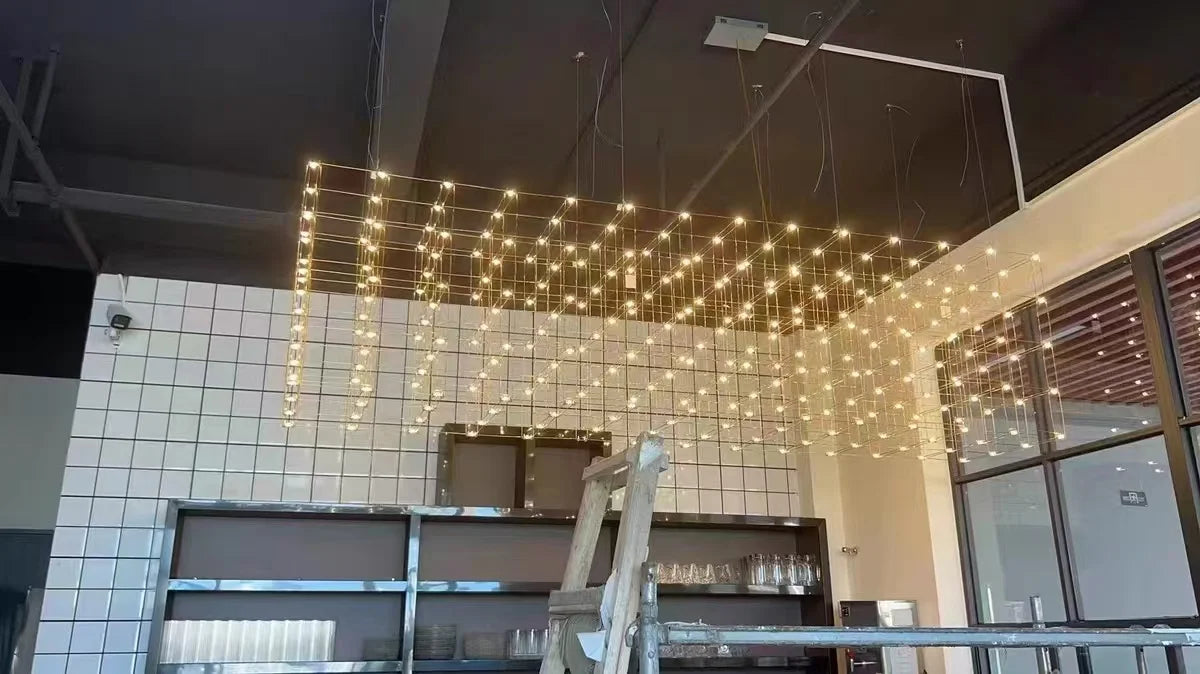 Chandelier - Chrome Square LED Pendant Lamp Stainless Steel For Hall Foyer Restaurant Adjustable Cord SW-36210487 - SWEET-LIGHTS