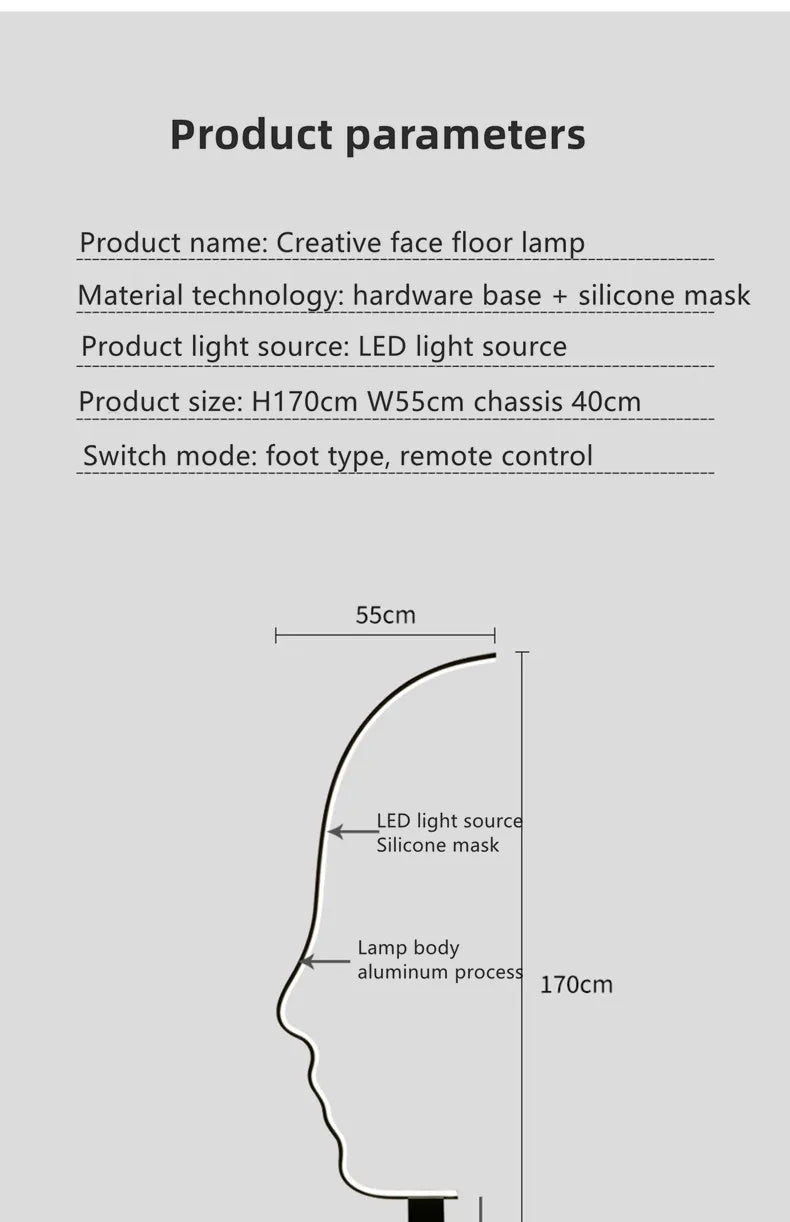 Floor Lamp - New Modern Human Face LED Decor Light SW-36210345 - SWEET-LIGHTS
