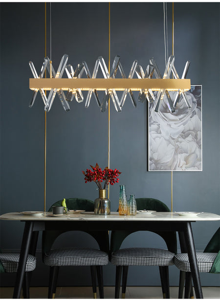Pendant Light - Modern Rectangle Crystal Chandelier Gold LED for Living Room Kitchen Island SW-36210345 - SWEET-LIGHTS