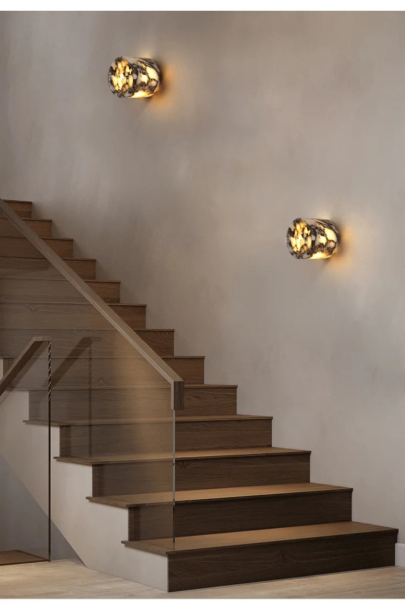 Wall Light - Cylindrical Marble Natural Stone Wall Lamp LED Sconce SW-36210456 - SWEET-LIGHTS