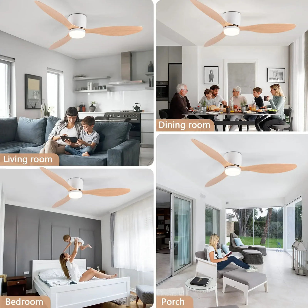 Fans - Modern Led Ceiling Fan 42 52 Inch DC Motor 6 Speeds Remote SW-36210034 - SWEET-LIGHTS