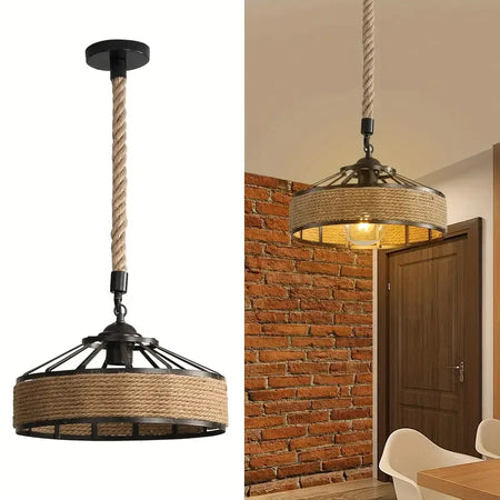 Pendant Light - Vintage Hemp Rope LED Industrial Chandelier SW-36210347 - SWEET-LIGHTS