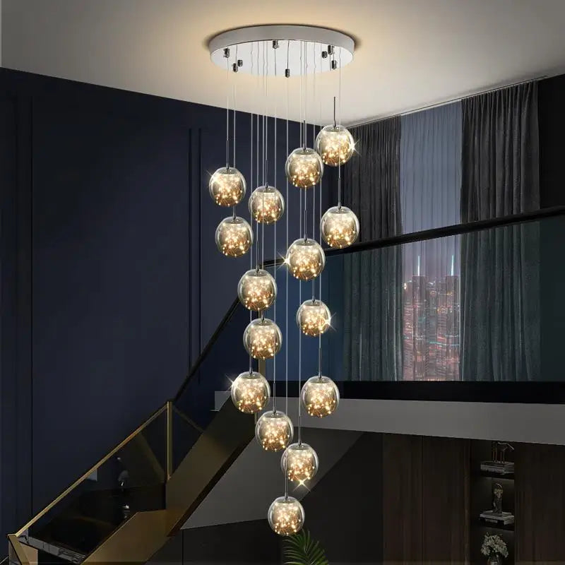 Pendant Light - Modern Led Chandelier Glass Ball Dimmable for Staircase Living Room SW-36210345 - SWEET-LIGHTS