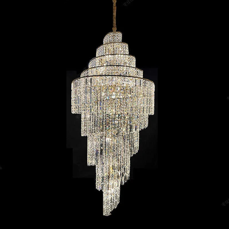 Chandelier - Villa Hollow Duplex Crystal Pendant Light Luxury SW-36210457 - SWEET-LIGHTS