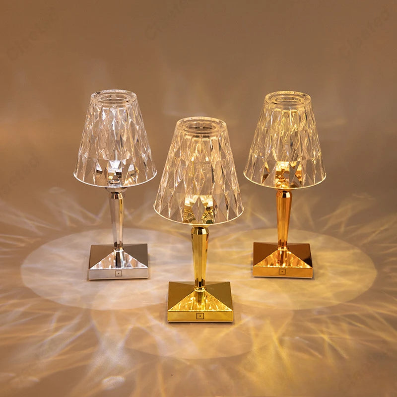 Table Lamp - LED Acrylic Diamond Crystal Decorative Desk Lamp USB Charging Touch Nightlight SW-36210457 - SWEET-LIGHTS