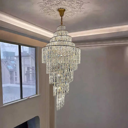 Chandelier - Villa Hollow Duplex Crystal Pendant Light Luxury SW-36210457 - SWEET-LIGHTS