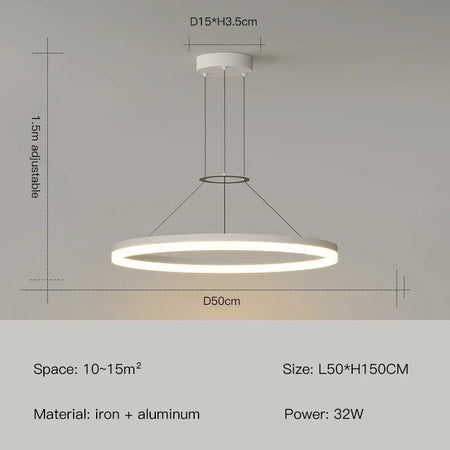 Pendant Light - Modern Minimalist Led Pendant Lamp For Living Room Bedroom Dining Kitchen Black Ring Chandelier SW-36210347 - SWEET-LIGHTS
