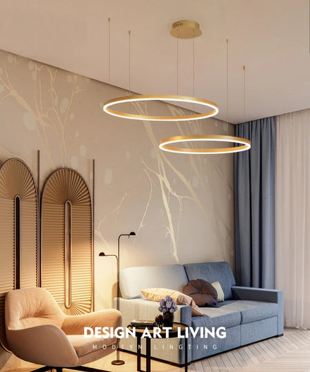 Pendant Light - Modern Ring Design LED Chandelier Gold for Living Dining Room Office Bedroom Home Decor SW-36210345 - SWEET-LIGHTS