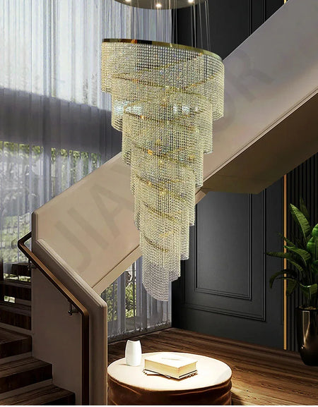 Chandelier - Large Spiral Design Crystal Chandelier For Staircase Hallway Lobby Modern LED Cristal Lamp Luxury Home Decor SW-36210345 - SWEET-LIGHTS