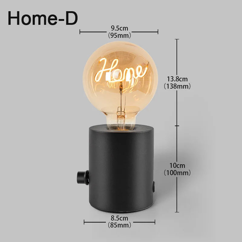 Table Lamp - Vintage Wood E27 Night Light EU Plug Retro Design SW-36210987 - SWEET-LIGHTS