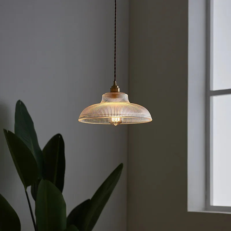 Pendant Light - Japanese Brass Semicircular Glass Chandelier for Bedroom and Dining Room SW-36210456 - SWEET-LIGHTS