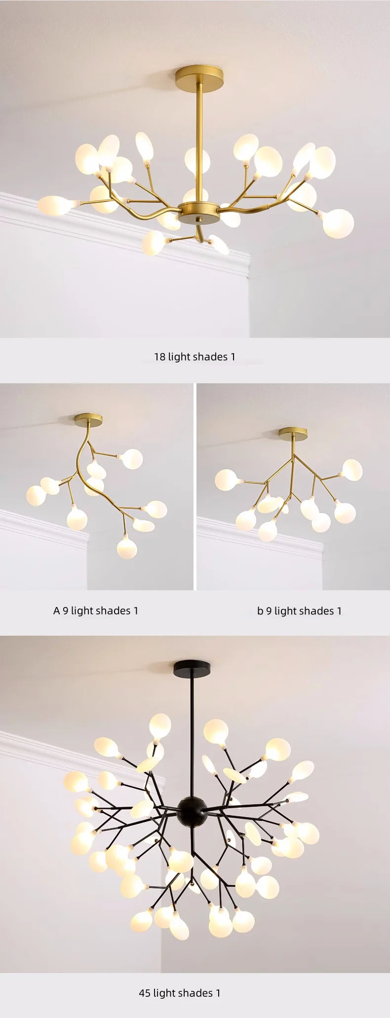 Pendant Light - Nordic G4 Led Chandelier Modern Branch Gold Black SW-36210678 - SWEET-LIGHTS