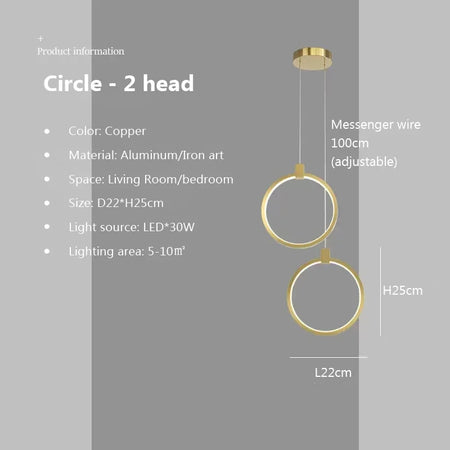 Pendant Light - Modern LED Black Gold Circular Chandelier SW-36210789 - SWEET-LIGHTS