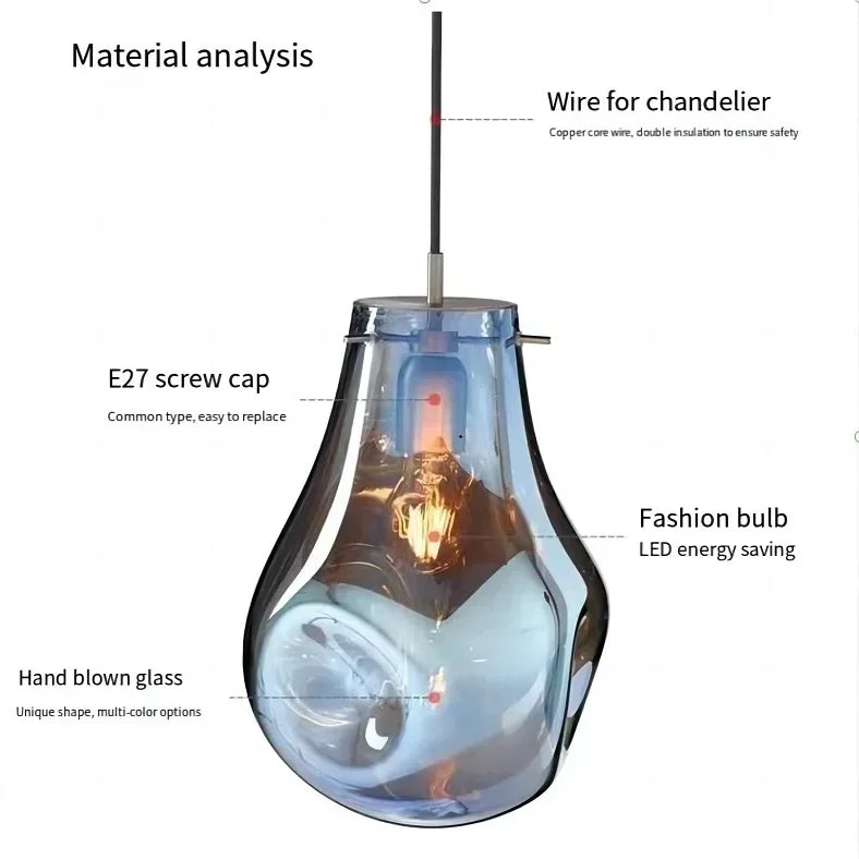 Pendant Light - Art Colorful Glass Chandelier for Dining SW-36210345 - SWEET-LIGHTS