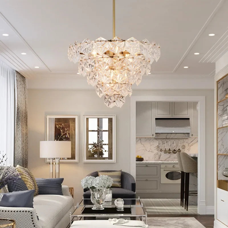 Chandelier - Modern Snow Glass Luxury for High-End Villa SW-36210478 - SWEET-LIGHTS